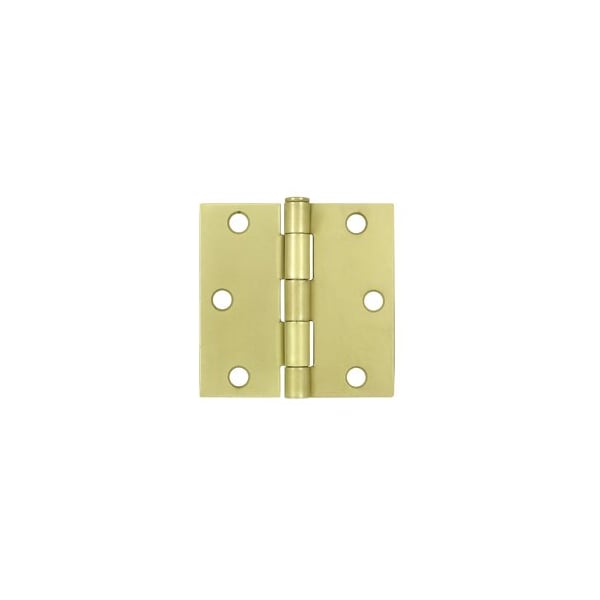 Brushed Brass 3 x 3 Square Corner Plain Bearing Mortise Hinge, 10PK pairs